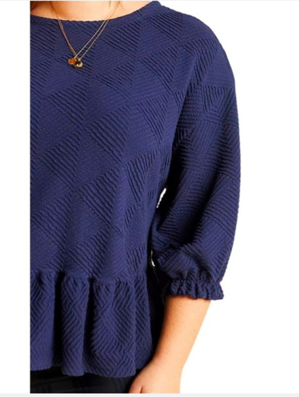 Maeve Mikayla Peplum Top Women's M Puff Sleeve Boho Peasant Nautical Minimalist - Picture 5 of 7